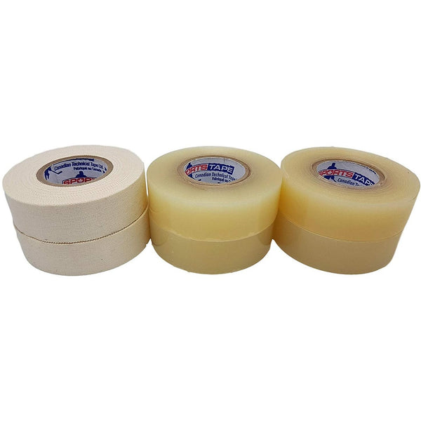 Hockey Tape Combo Pack - Two White Stick Tape and Four Clear Sock Tape Rolls
